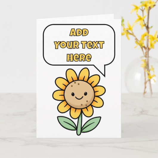 Voeg je eigen bericht toe, Happy Sunflower Kaart (Gele Bloem)