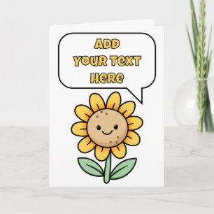 Voeg je eigen bericht toe, Happy Sunflower Kaart