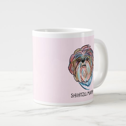 Voeg je eigen Dog Shihtzu Moederdag Schattige toe Grote Koffiekop (Voorkant rechts)