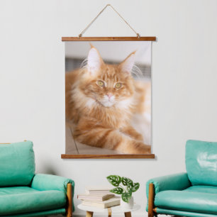 Voeg je eigen familie kat foto op maat hangend wandkleed
