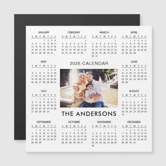 Voeg je eigen familiefoto 2025 kalender toe | Magn (Voorkant / Achterkant)