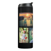 Voeg je eigen foto-collage-familienaam toe thermosbeker (Gedraaid links)