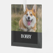 Voeg je eigen foto en naam toe glas ornament (Voorkant links)