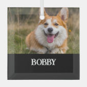 Voeg je eigen foto en naam toe glas ornament (Voorkant)