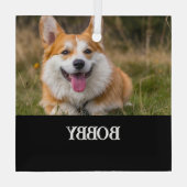 Voeg je eigen foto en naam toe glas ornament (Achterkant)