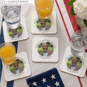 Voeg je eigen foto en verkiezingscampagne titel to kartonnen onderzetters