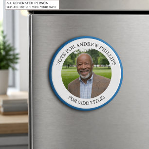 Voeg je eigen foto en verkiezingscampagne titel to magneet
