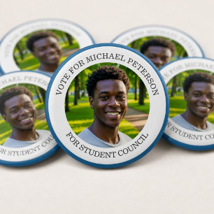 Voeg je eigen foto en verkiezingscampagne titel to ronde button 5,7 cm