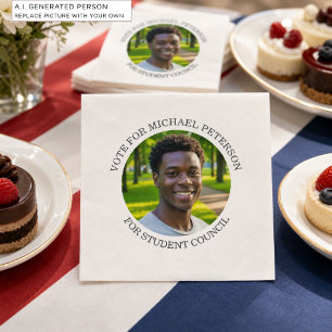 Voeg je eigen foto en verkiezingscampagne titel to servet
