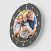 Voeg je eigen foto grijs toe grote klok (Hoek)