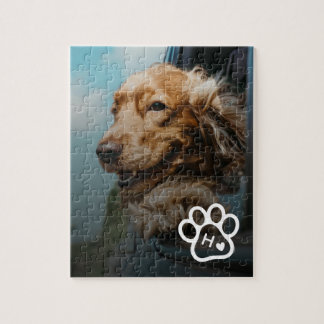 Voeg je eigen foto hond huisdieren monogram legpuz legpuzzel
