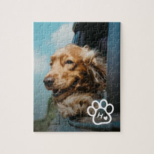 Voeg je eigen foto hond huisdieren monogram legpuz legpuzzel