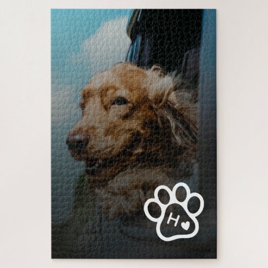 Voeg je eigen foto hond huisdieren monogram legpuz legpuzzel (Verticaal)
