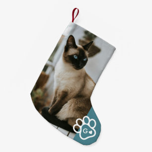 Voeg Je Eigen Foto Kat Huisdieren Monogram toe Kleine Kerstsok