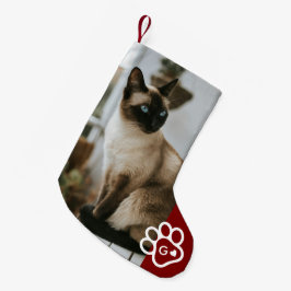 Voeg Je Eigen Foto Kat Huisdieren Monogram toe Kleine Kerstsok