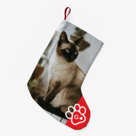 Voeg Je Eigen Foto Kat Huisdieren Monogram toe Kleine Kerstsok