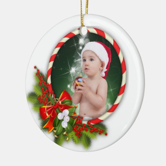 Voeg je eigen foto kerstornament toe keramisch ornament (Links)