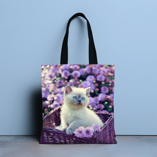 Voeg je eigen foto Kitten Cat Pet toe Tote Bag