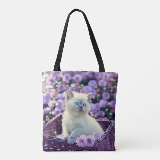 Voeg je eigen foto Kitten Cat Pet toe Tote Bag (Achterkant)