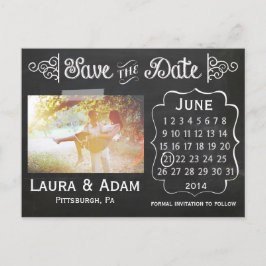 Voeg je eigen foto krijtbord Save the Date Aankondigingskaart