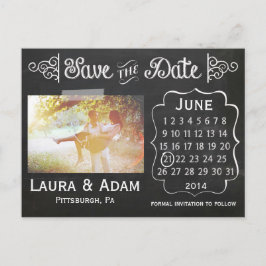 Voeg je eigen foto krijtbord Save the Date Aankondigingskaart