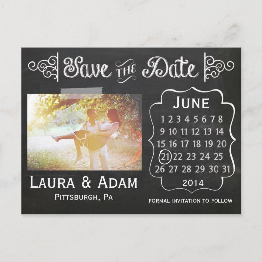 Voeg je eigen foto krijtbord Save the Date Aankondigingskaart (Voorkant)