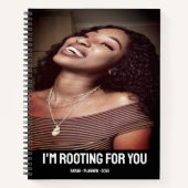 Voeg je eigen foto Modern Bold Script Black Custom Notitieboek (Voorkant)