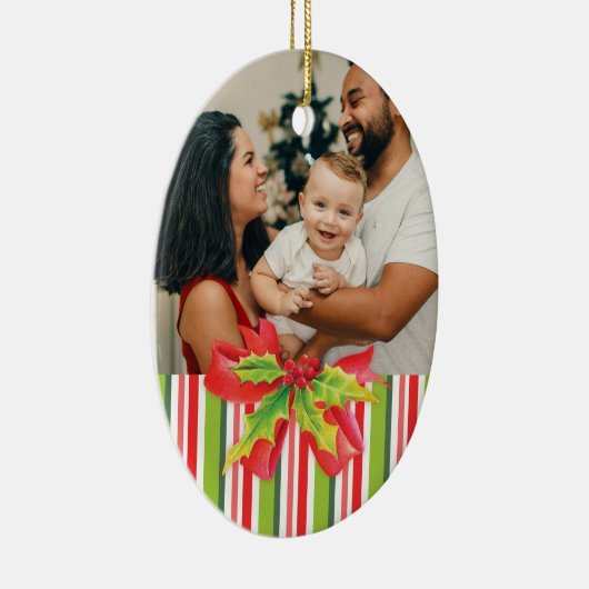 Voeg je eigen foto rood groen & wit ornament toe (Rechts)