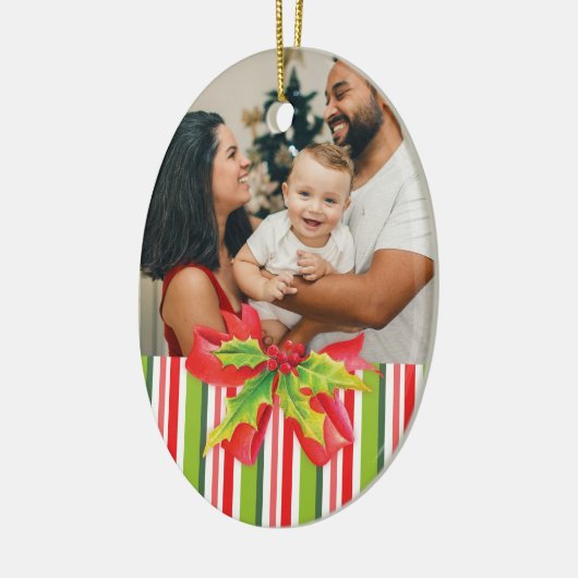 Voeg je eigen foto rood groen & wit ornament toe (Links)