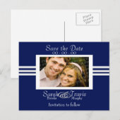 Voeg je eigen foto toe - Donkerblauw Aankondigingskaart (Voorkant / Achterkant)