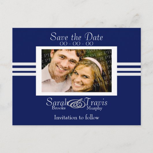 Voeg je eigen foto toe - Donkerblauw Aankondigingskaart (Voorkant)