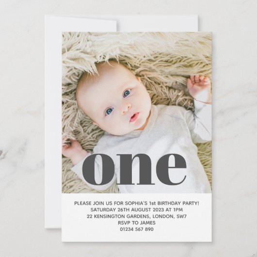 Voeg je eigen foto toe Eén eerste verjaardagsfeest Kaart (Voorkant)