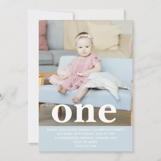 Voeg je eigen foto toe Eén eerste verjaardagsfeest Kaart (Voorkant)