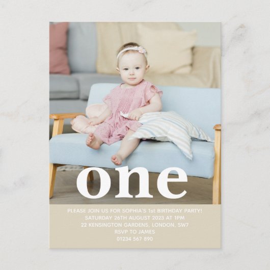 Voeg je eigen foto toe Eerste Verjaardagsfeestje Briefkaart (Voorkant)