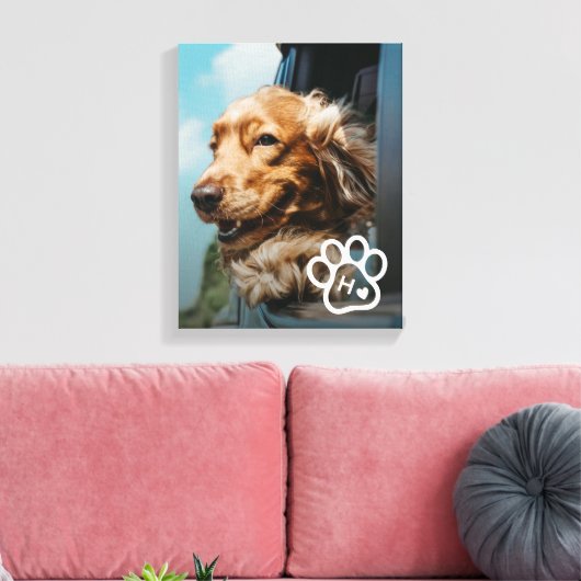 Voeg Je Eigen Foto Toe Hondenhuisdieren Monogram Canvas Afdruk (Insitu (Woonkamer))
