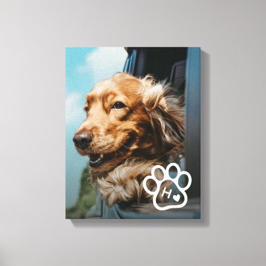 Voeg Je Eigen Foto Toe Hondenhuisdieren Monogram Canvas Afdruk (Voorkant)