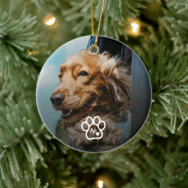 Voeg Je Eigen Foto Toe Hondenhuisdieren Monogram Keramisch Ornament