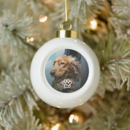 Voeg Je Eigen Foto Toe Hondenhuisdieren Monogram Keramische Bal Ornament
