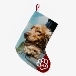 Voeg Je Eigen Foto Toe Hondenhuisdieren Monogram Kleine Kerstsok