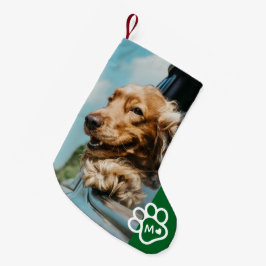 Voeg Je Eigen Foto Toe Hondenhuisdieren Monogram Kleine Kerstsok