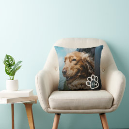 Voeg Je Eigen Foto Toe Hondenhuisdieren Monogram Kussen