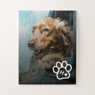 Voeg je eigen foto toe Hondenhuisdieren Monogram l Legpuzzel