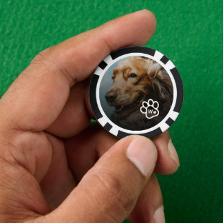 Voeg Je Eigen Foto Toe Hondenhuisdieren Monogram Poker Chips