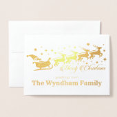 Voeg je eigen foto toe Kerstman rendier slee Folie Kaarten (Voorkant met envelop)