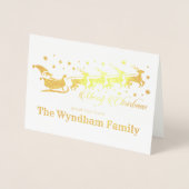 Voeg je eigen foto toe Kerstman rendier slee Folie Kaarten (Voorkant)