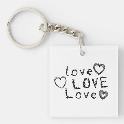  (voeg je eigen foto toe) Liefde, Liefde, Liefde Sleutelhanger (Voorkant)