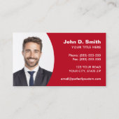 Voeg je eigen foto toe modern professioneel rood visitekaartje (Voorkant)