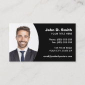 Voeg je eigen foto toe modern professioneel zwart visitekaartje (Voorkant)