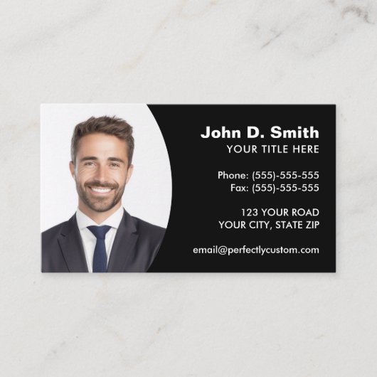 Voeg je eigen foto toe modern professioneel zwart visitekaartje (Voorkant)