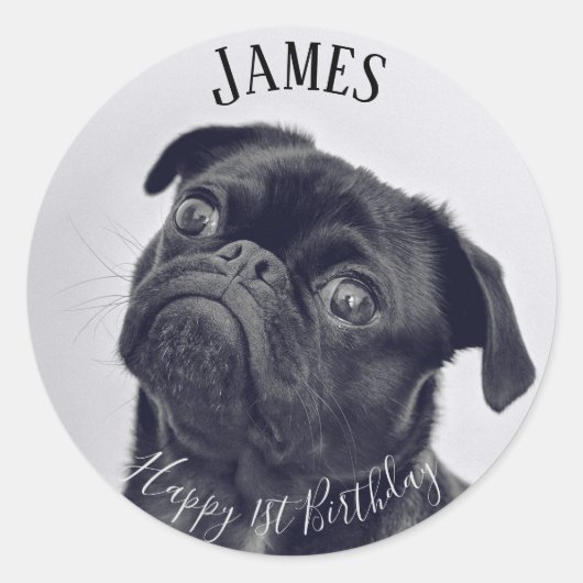 Voeg je eigen foto toe Verjaardagsnaam Sticker (Voorkant)